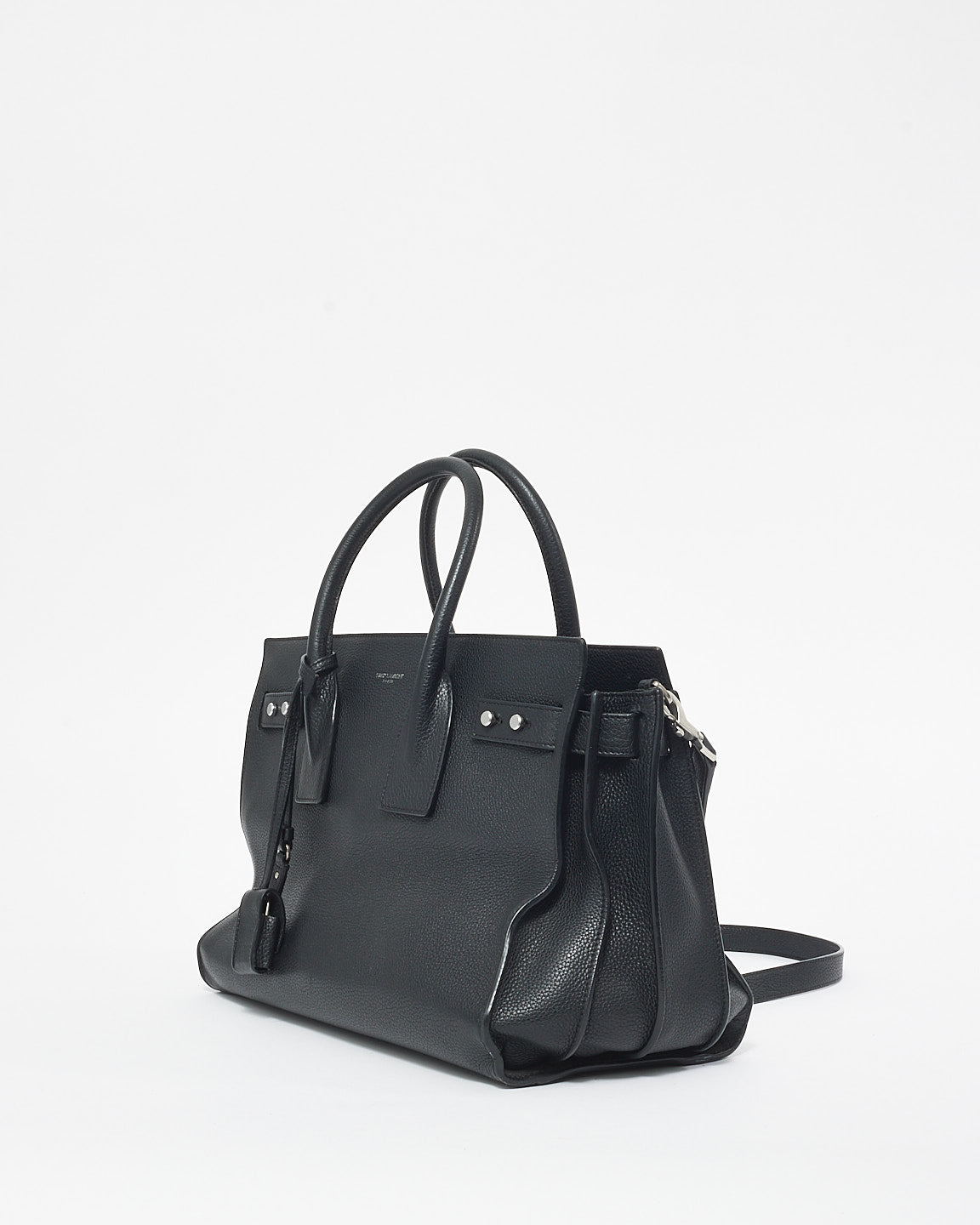 Saint Laurent Black Grained Leather Medium Sac Du Jour