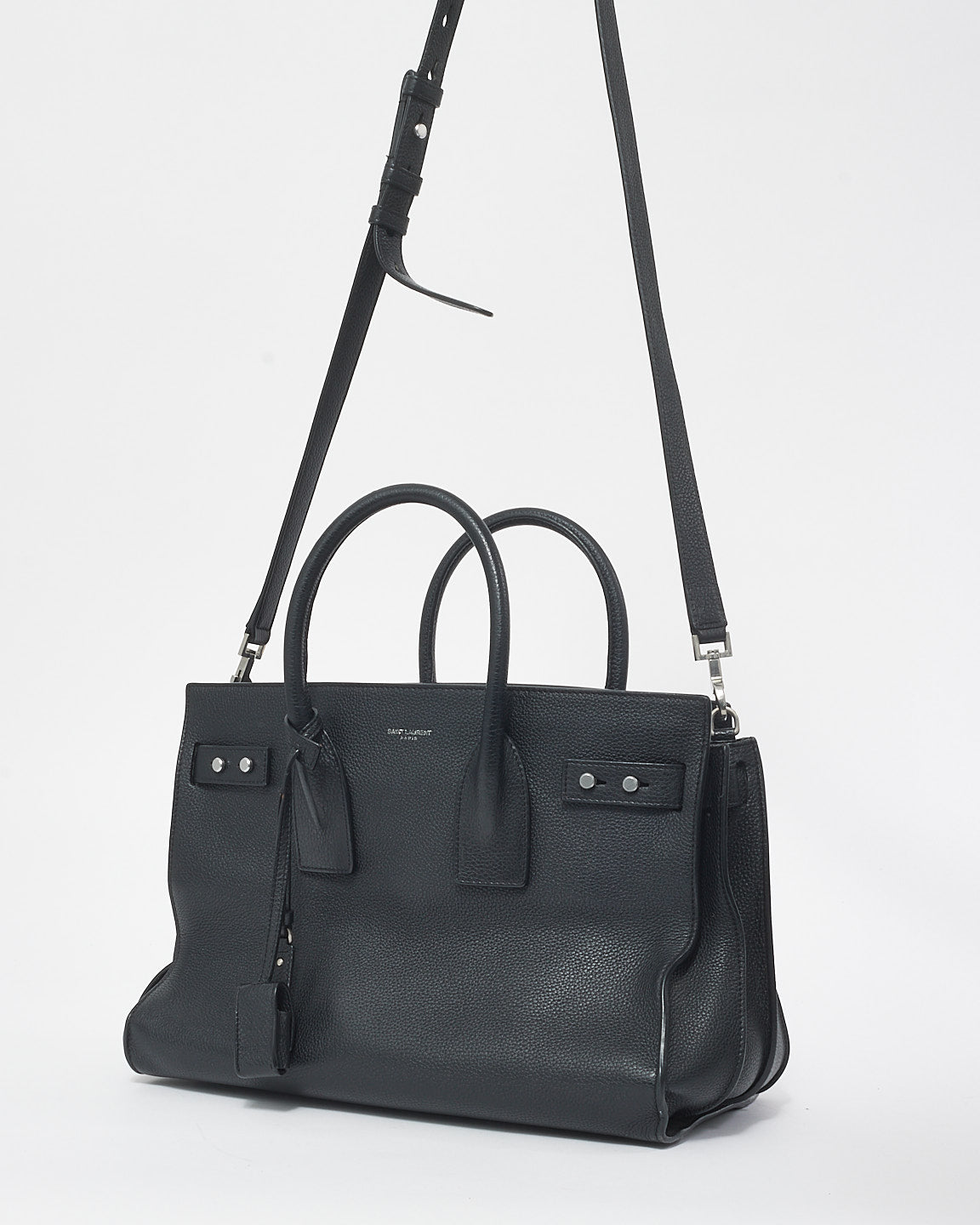 Saint Laurent Black Grained Leather Medium Sac Du Jour