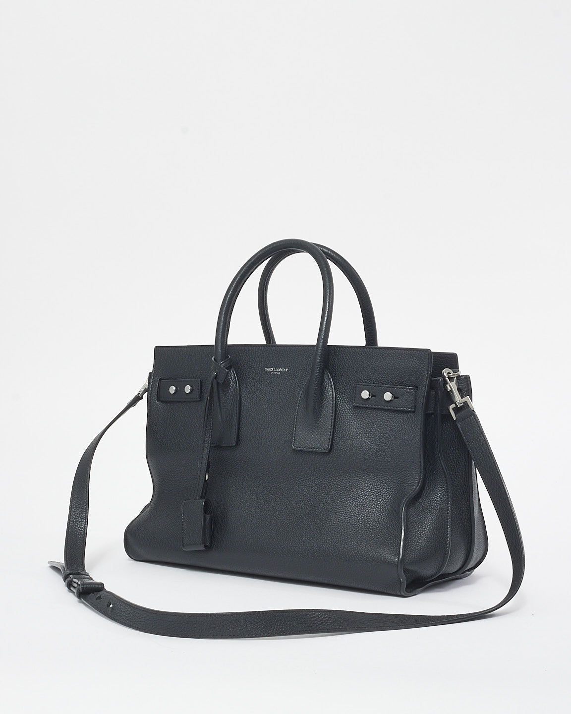 Saint Laurent Black Grained Leather Medium Sac Du Jour