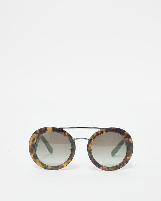 Prada Tortoise 
Green Round Frame SPR13S Swivel Arm Sunglasses