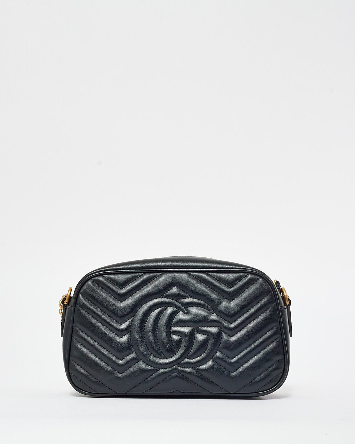 Gucci Black Leather GG Marmont Small Crossbody Camera Bag