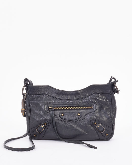 Balenciaga Black Leather Motocross Classic Hip Crossbody Bag