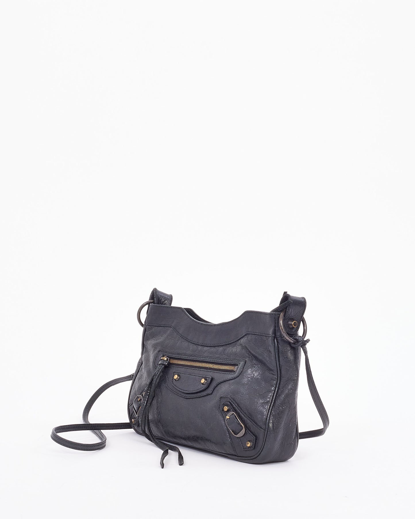 Balenciaga Black Leather Motocross Classic Hip Crossbody Bag