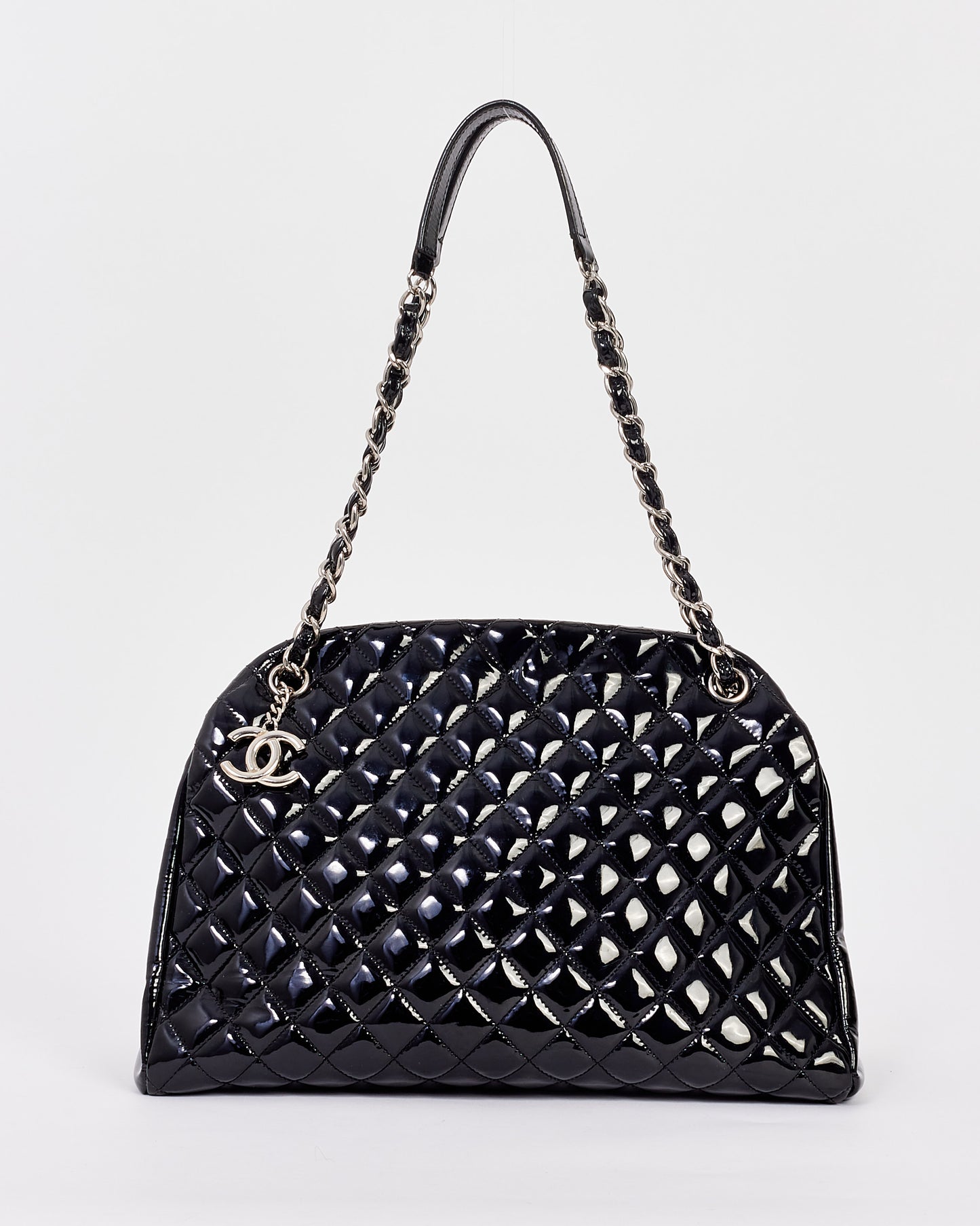 Chanel Black Patent Quilted Leather Mademoiselle Bag