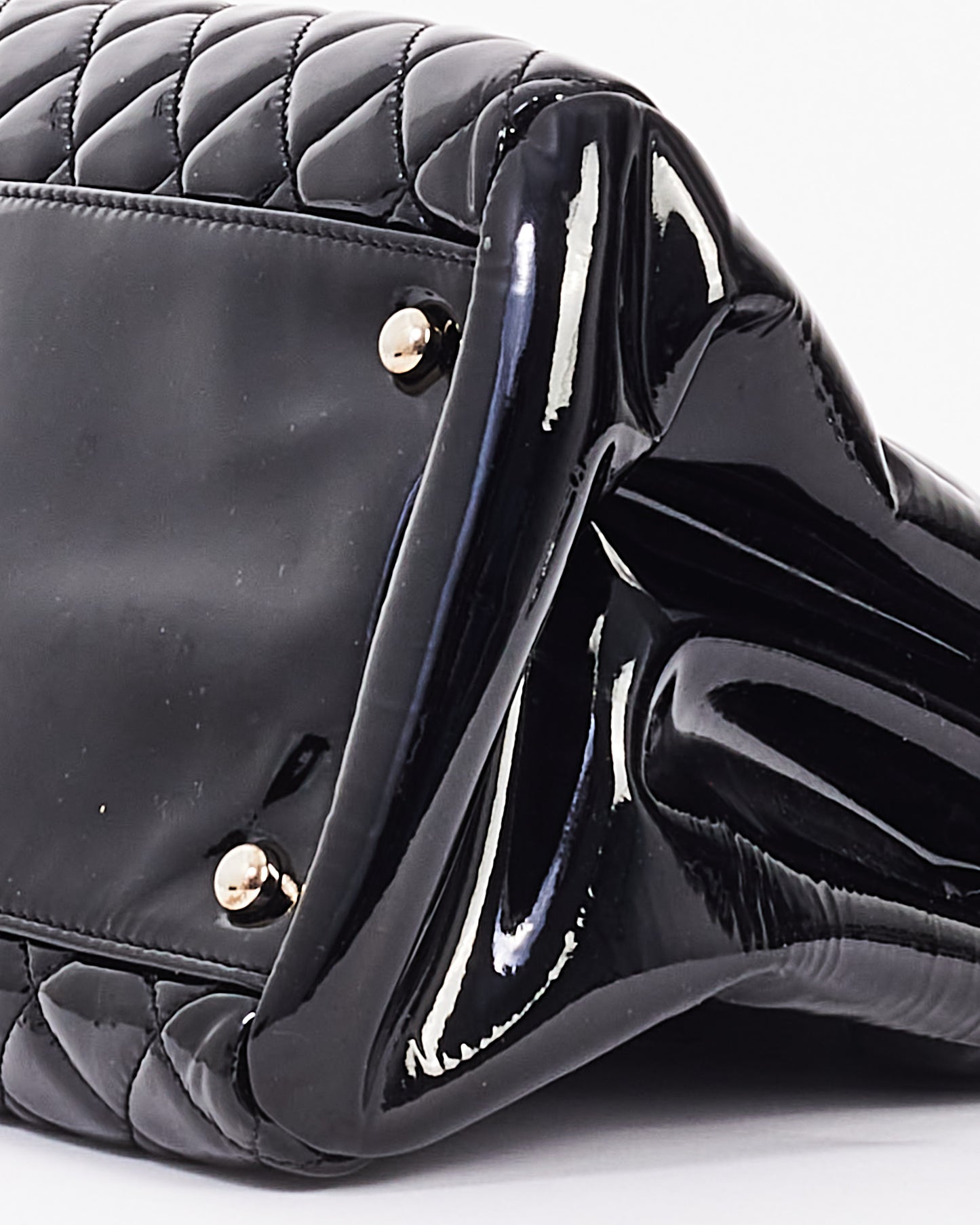 Chanel Black Patent Quilted Leather Mademoiselle Bag