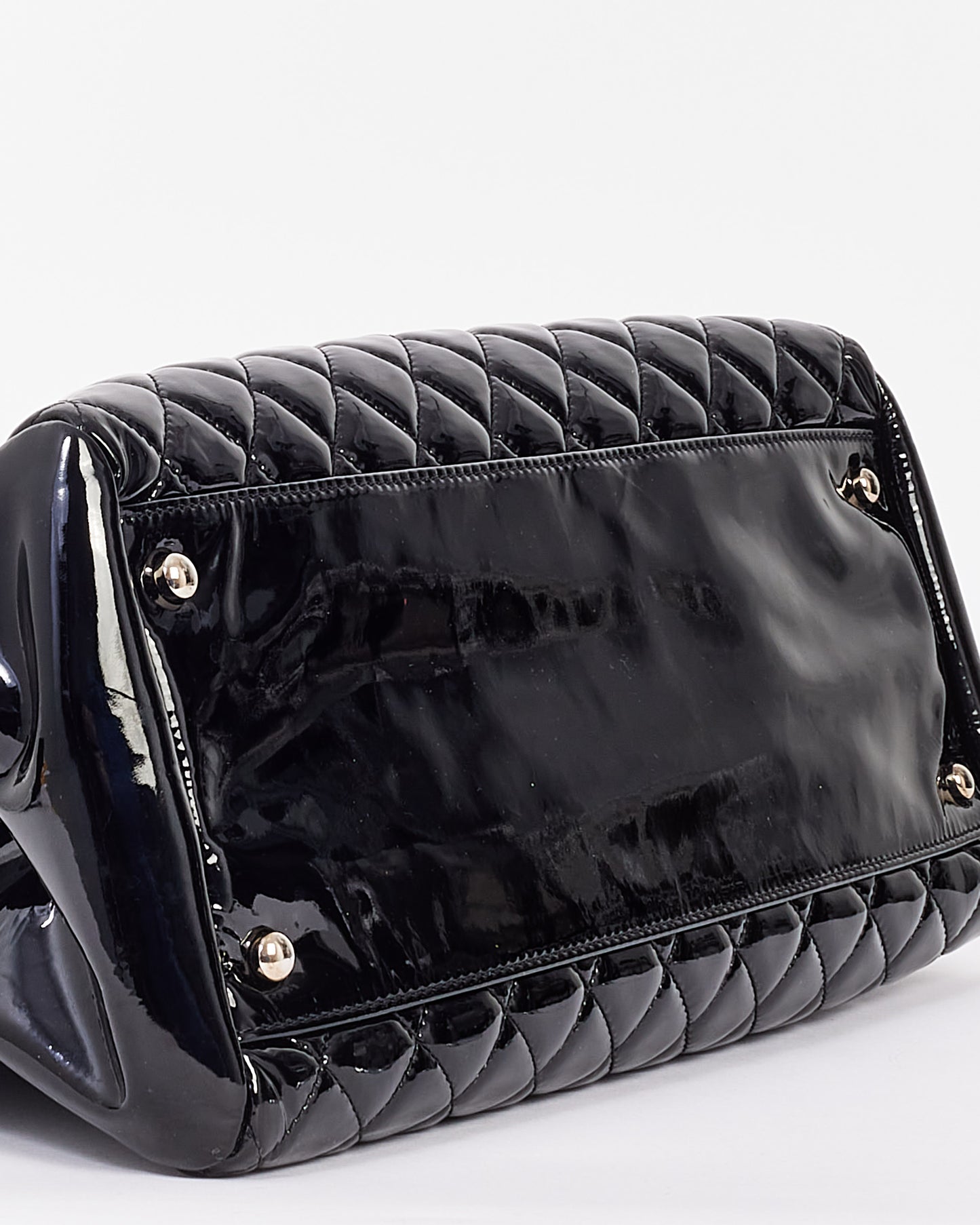 Chanel Black Patent Quilted Leather Mademoiselle Bag