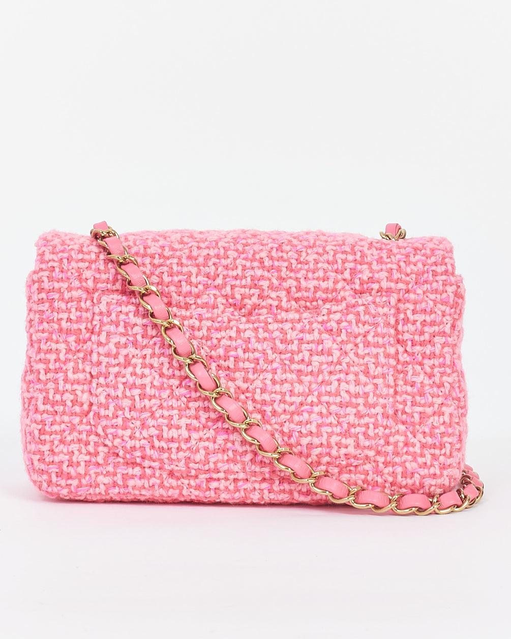 Chanel Pink Classic Tweed Rectangular Mini Flap Bag