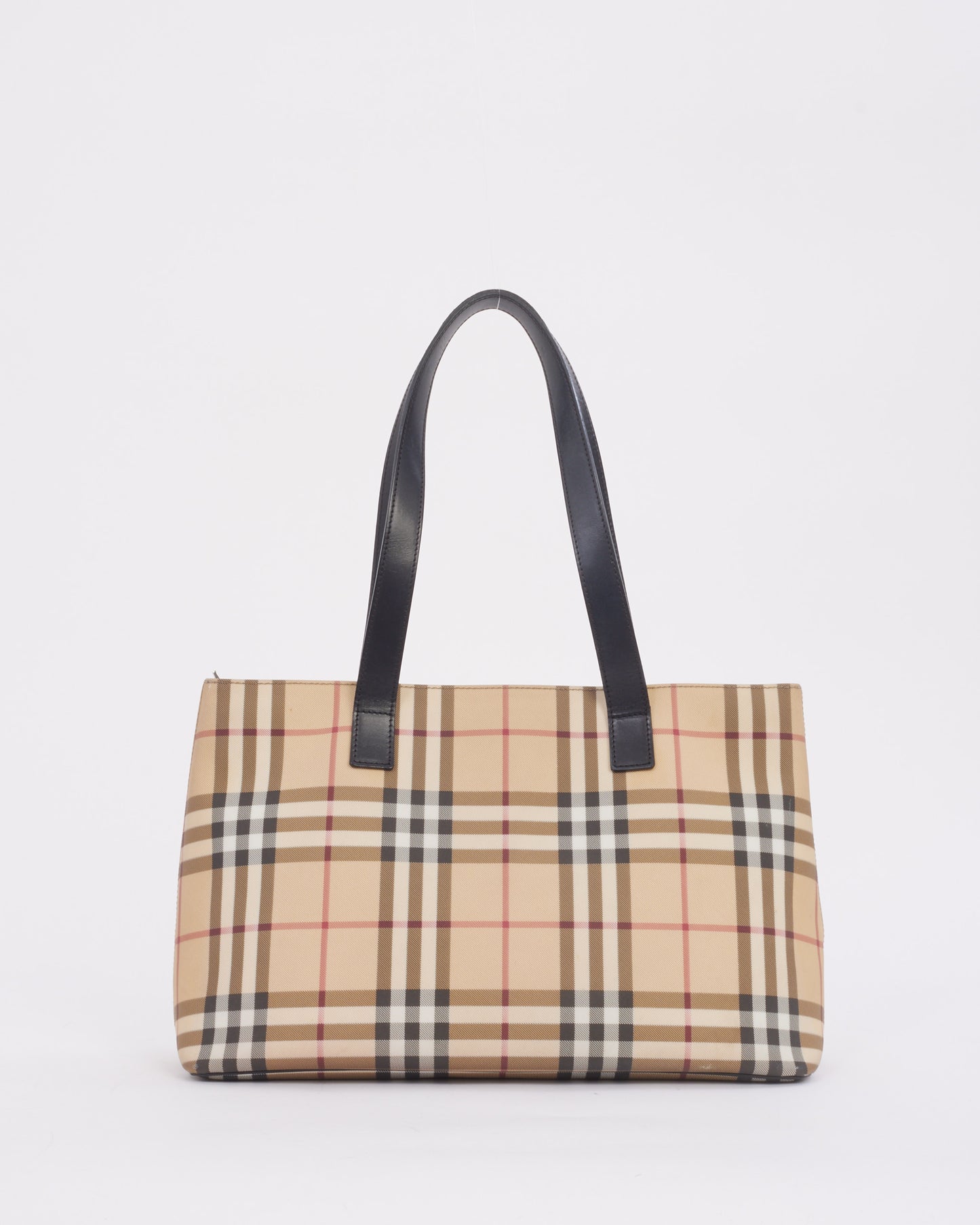 Burberry Beige Canvas Nova Check Print Tote Bag