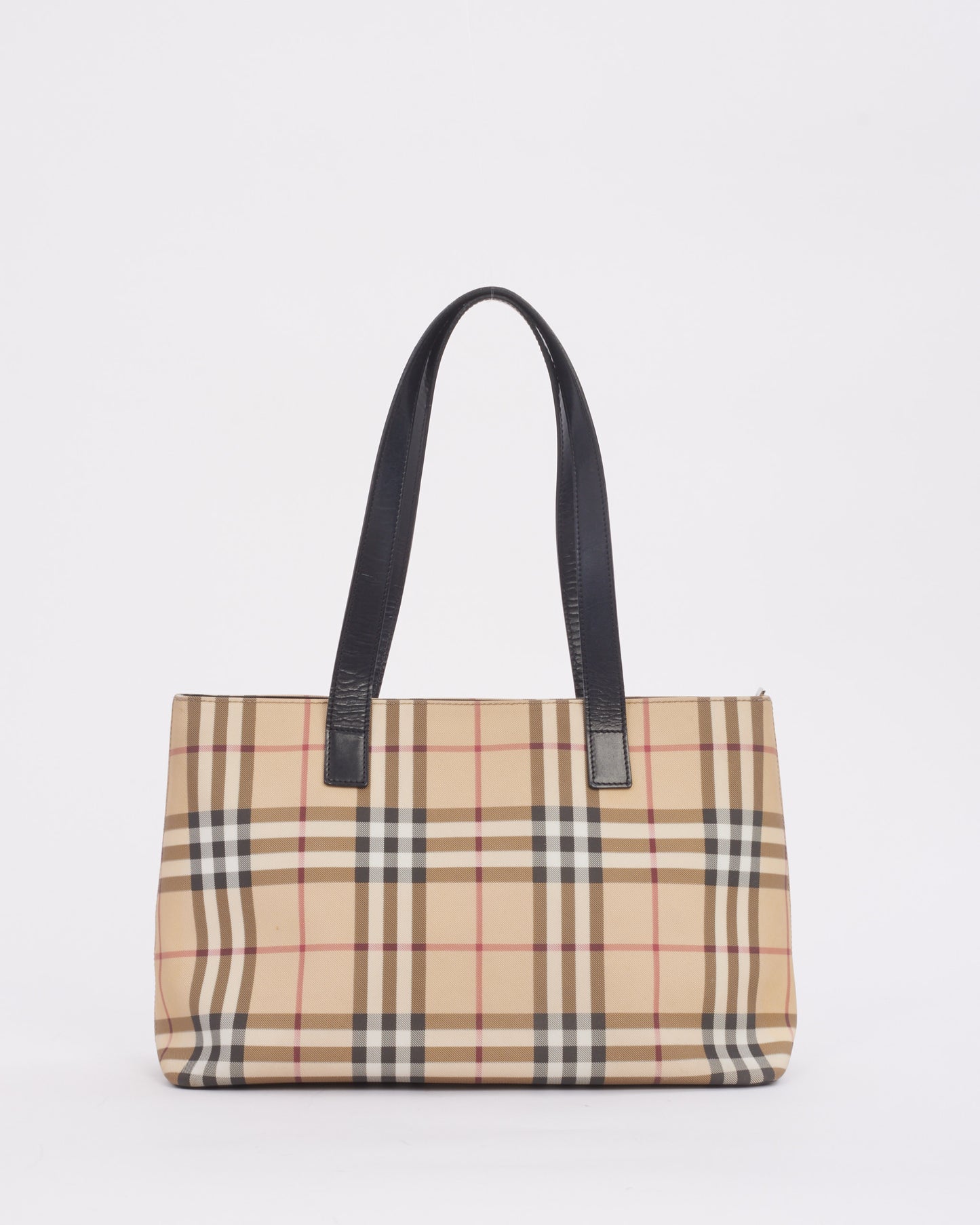 Burberry Beige Canvas Nova Check Print Tote Bag