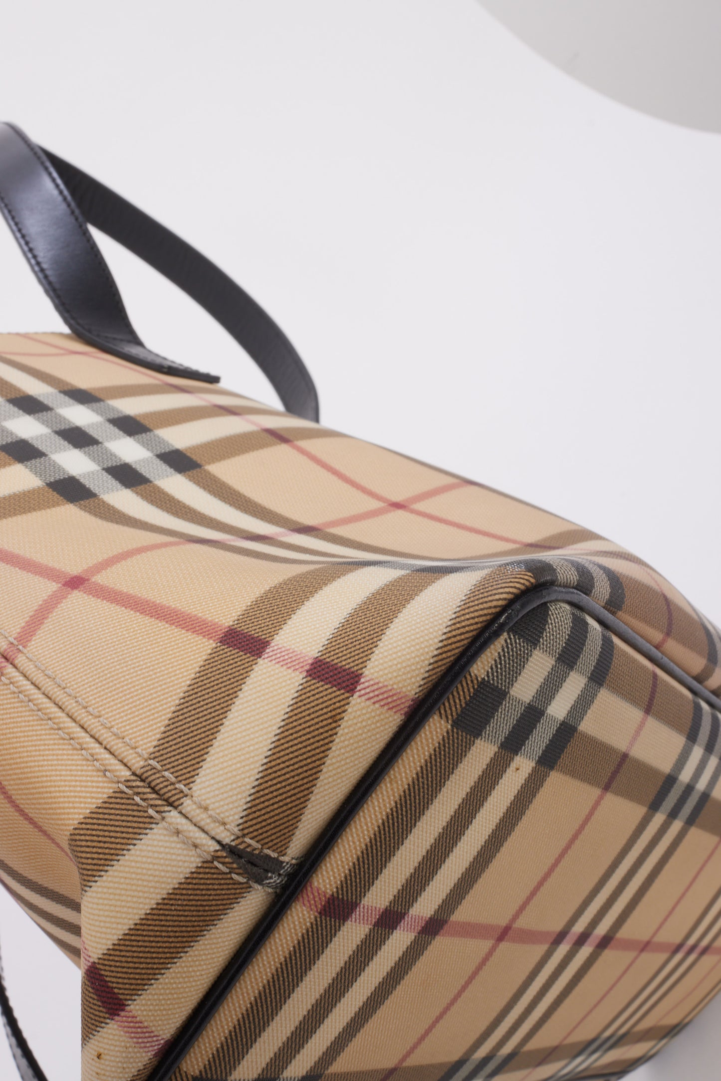 Burberry Beige Canvas Nova Check Print Tote Bag