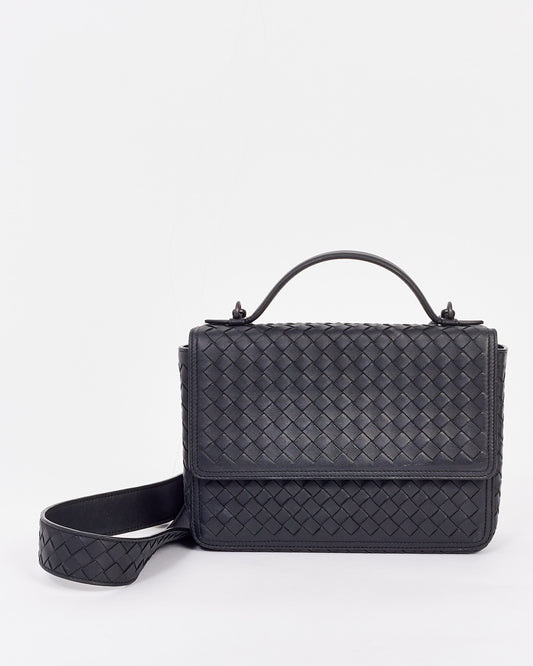 Bottega Veneta Black Intrecciato Top Handle Crossbody Bag