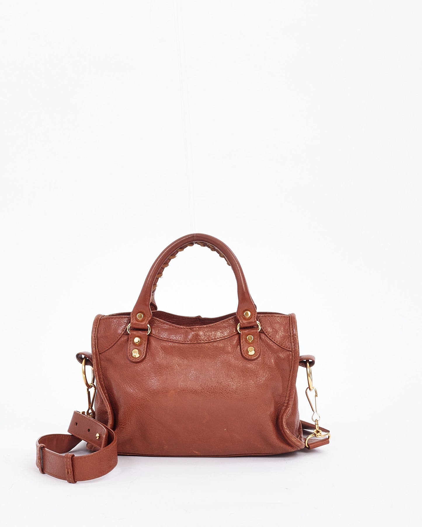 Balenciaga Mini sac de ville classique en cuir beige Motocross