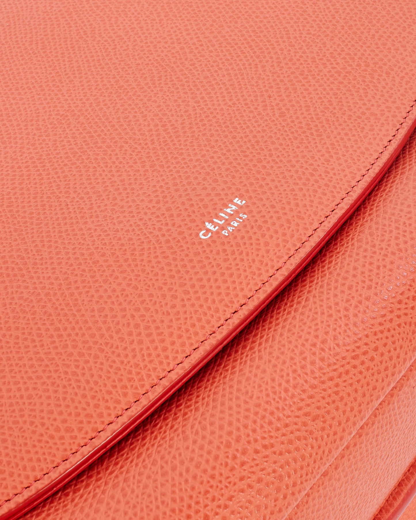 Celine Coral Grained Leather Messenger Trotteur Bag