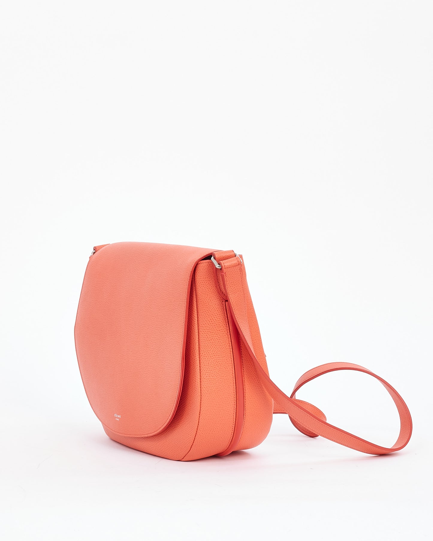 Celine Coral Grained Leather Messenger Trotteur Bag