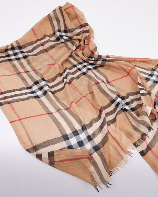 Burberry Beige Nova Check Wool/Silk Scarf