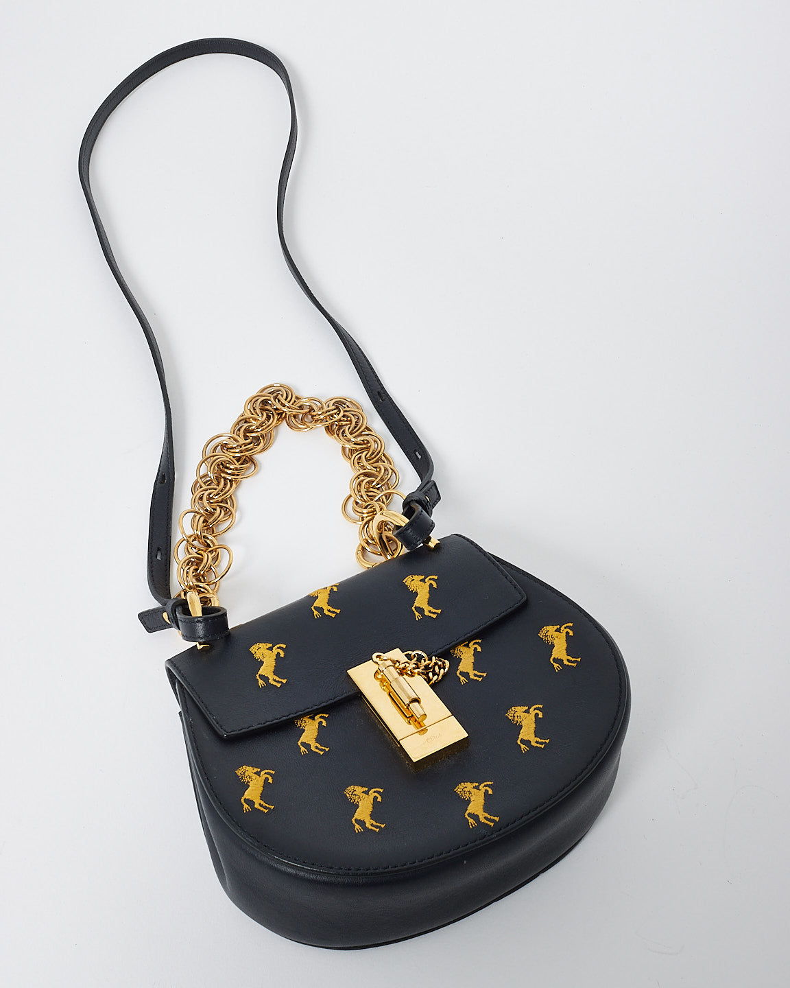 Chloé Black Leather Mini Drew Bijou Little Horses Shoulder Bag