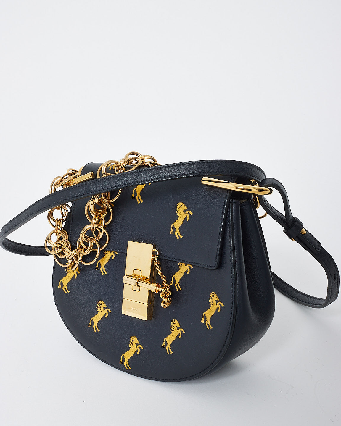 Chloé Black Leather Mini Drew Bijou Little Horses Shoulder Bag