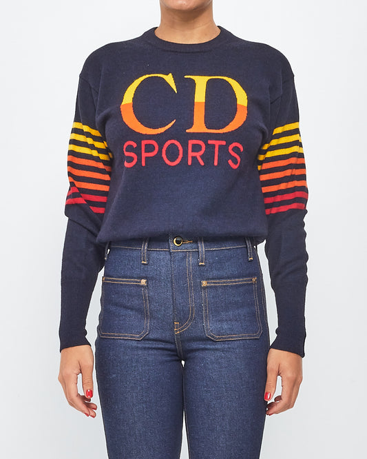 Dior Vintage Navy CD Sports Logo Sweater - M