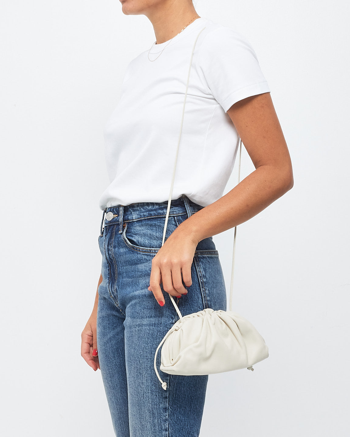 Bottega Veneta Mini pochette blanche (craie) à bandoulière