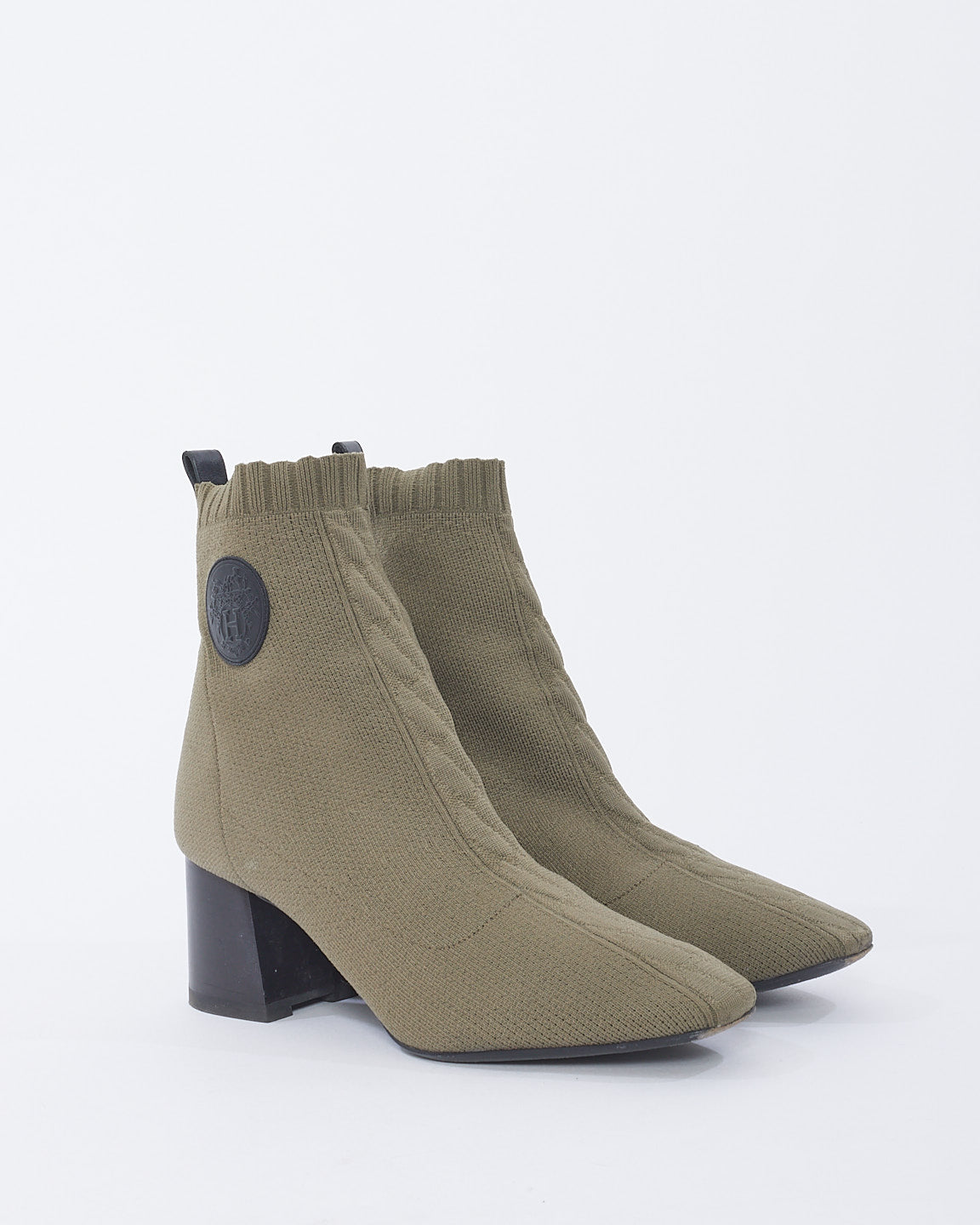 Hermès Green Canvas Volver Sock Boots - 38.5