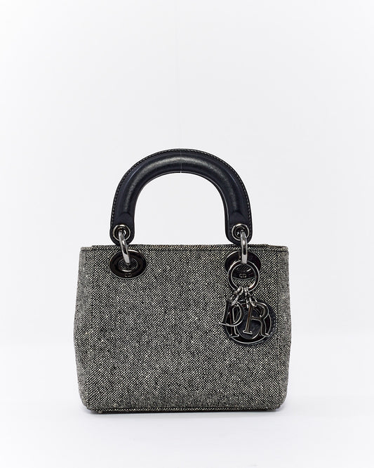 Dior Vintage Black Tweed Mini Lady Dior Tote - NO STRAP