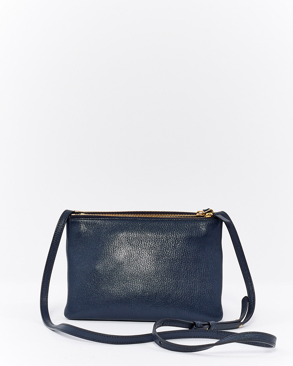 Celine Navy Blue Leather Small Trio Crossbody Bag