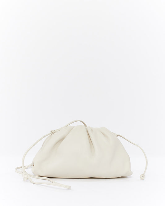 Bottega Veneta White (Chalk) Mini Pouch Clutch Crossbody