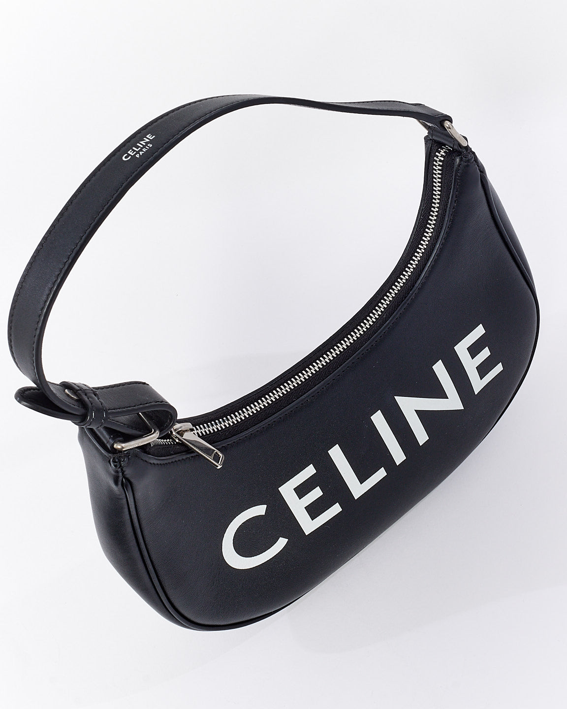 Celine Black Smooth Leather Logo Ava Bag