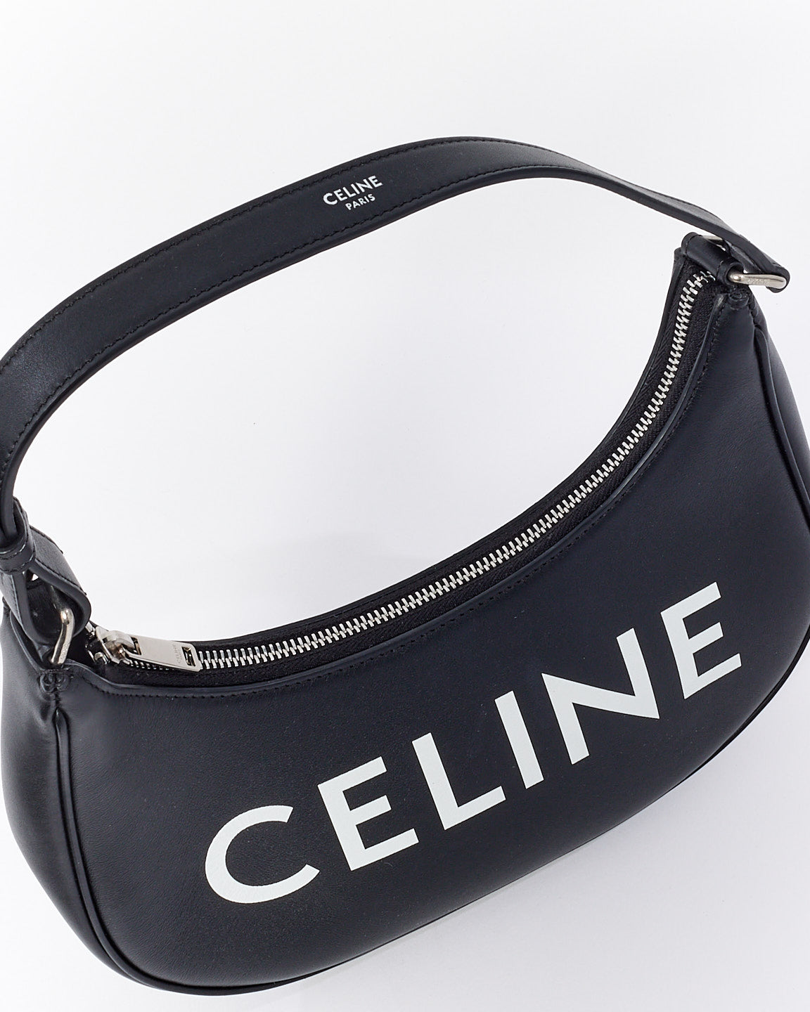 Celine Black Smooth Leather Logo Ava Bag