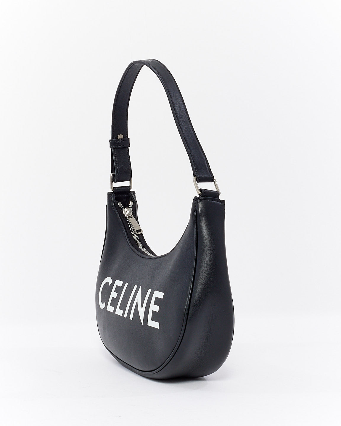 Celine Black Smooth Leather Logo Ava Bag