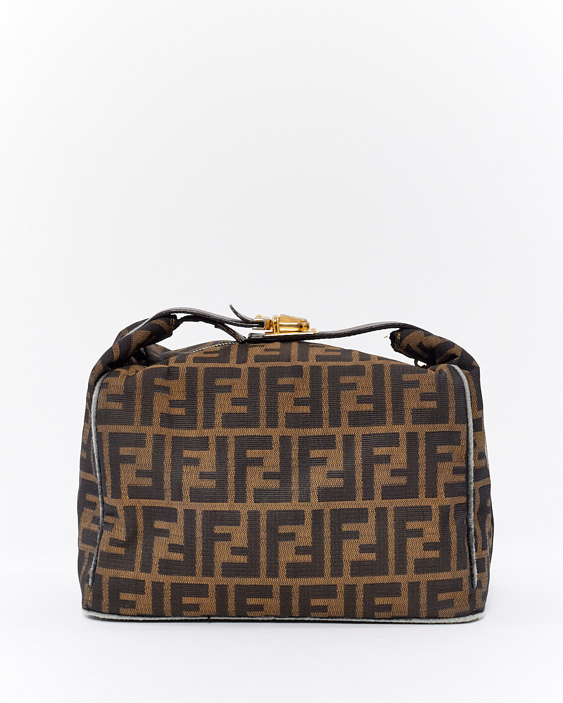 Fendi Vintage Tobacco Zucca Print Canvas Top Handle Pouch