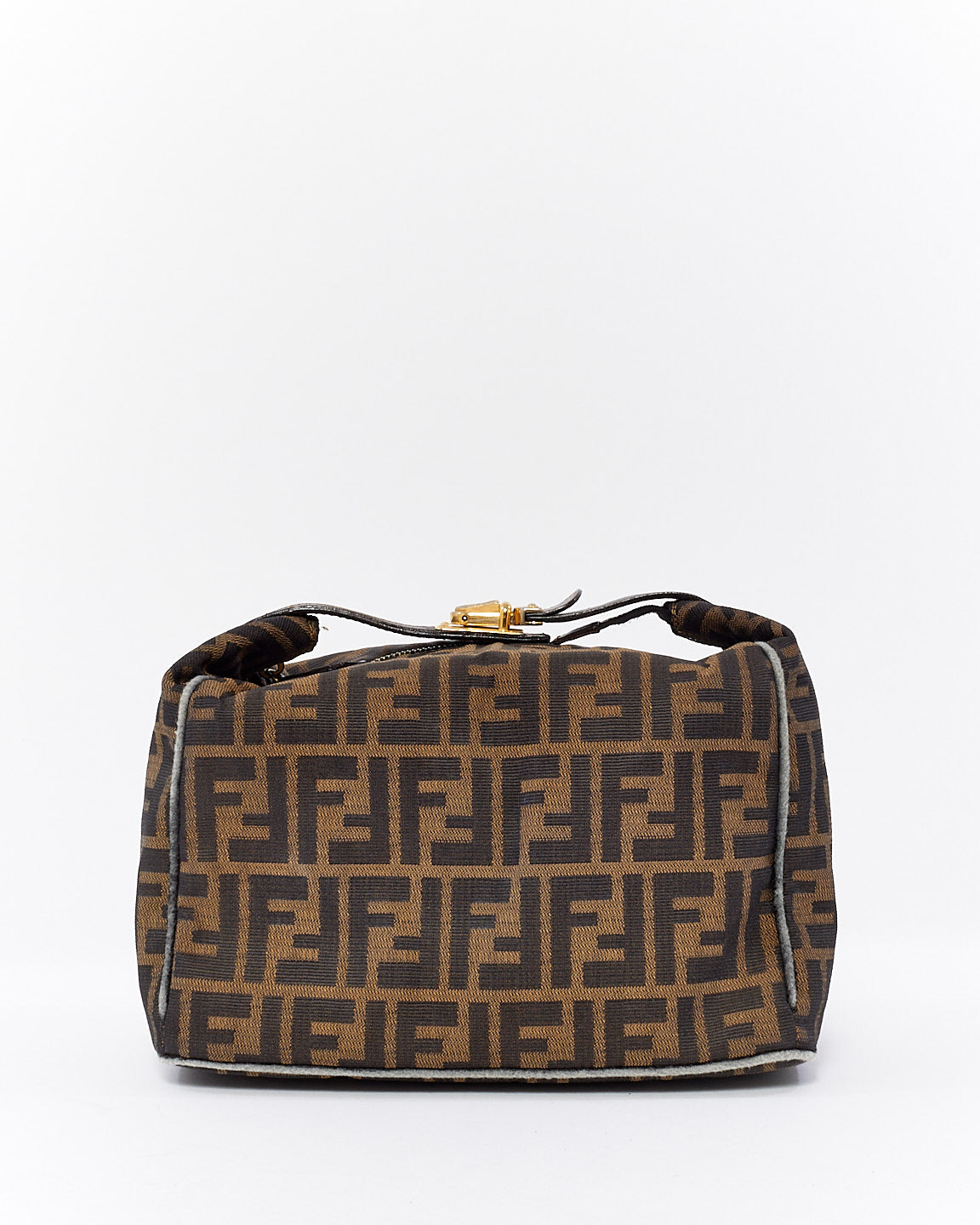 Fendi Vintage Tobacco Zucca Print Canvas Top Handle Pouch