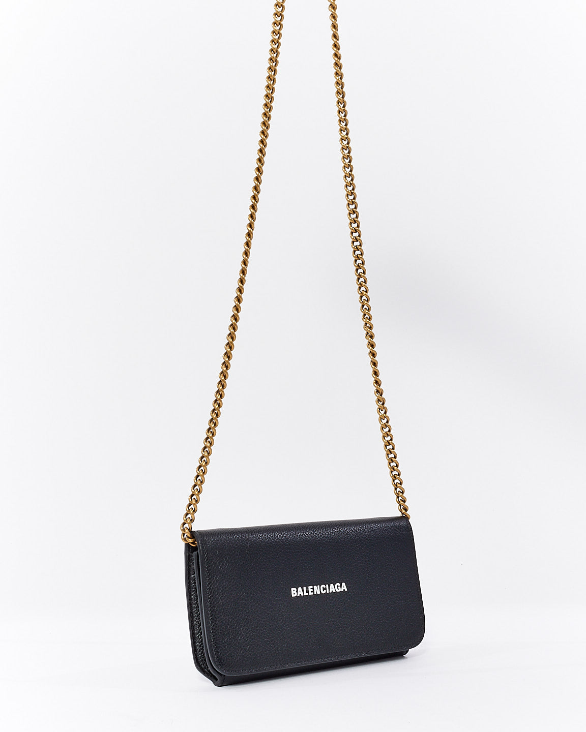 Balenciaga Black Leather Cash Phone Case Crossbody Bag