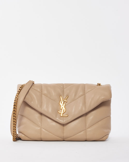 Saint Laurent Beige Leather Toy Lou Puffer Bag