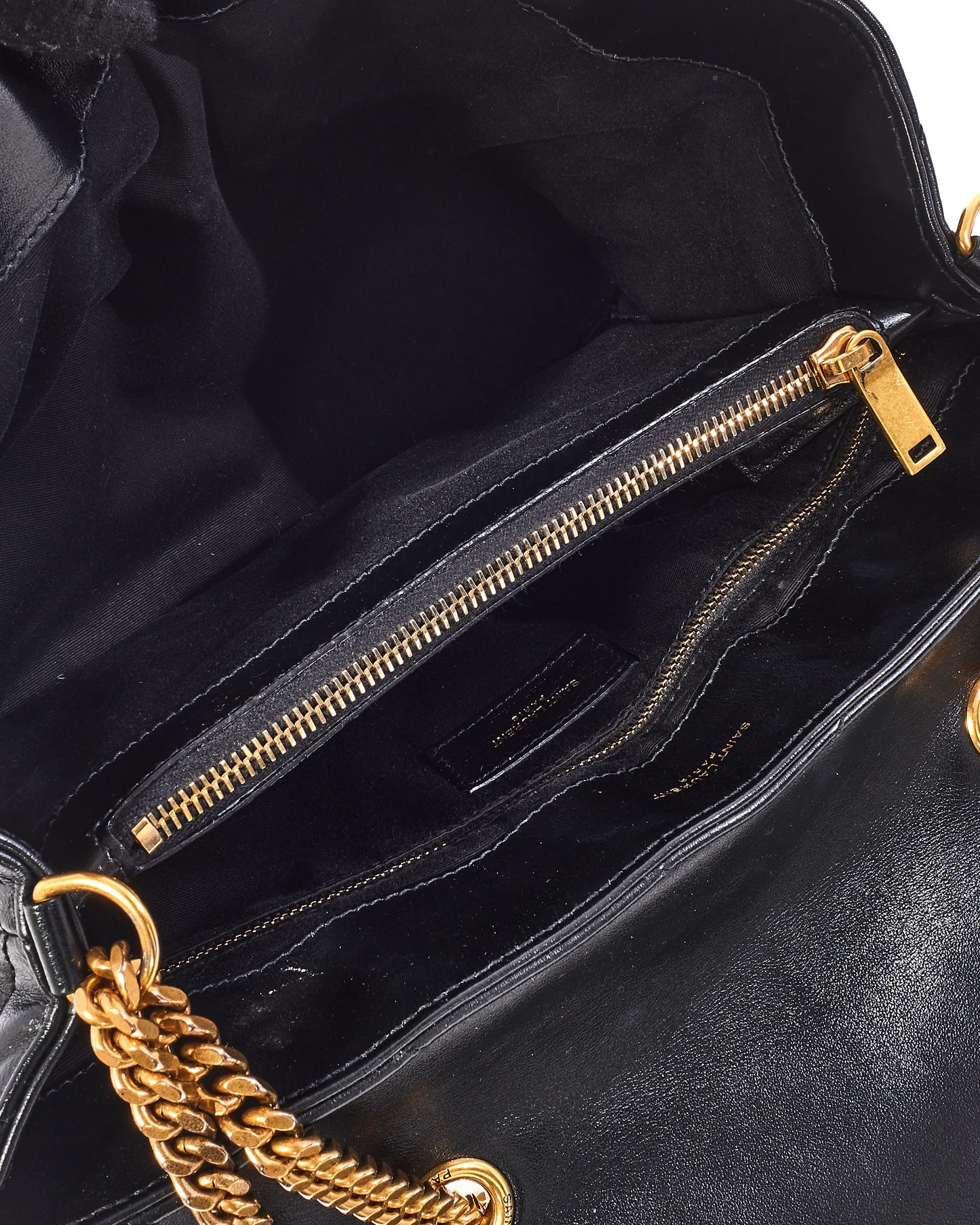 Saint Laurent Black Chevron Leather Medium GHW Loulou Bag