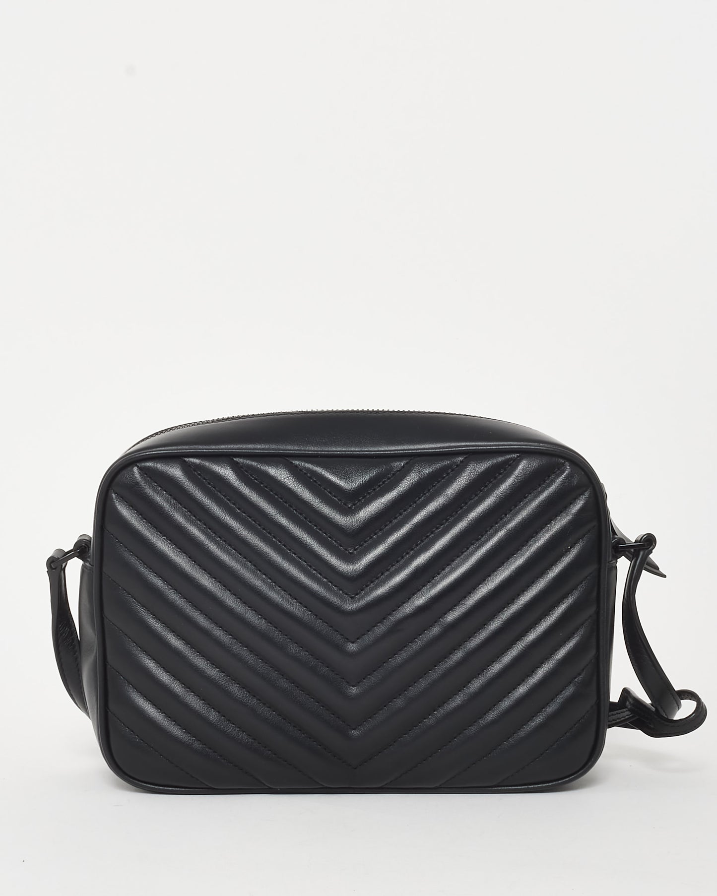 Saint Laurent Black Chevron Leather 
Black Hardware Lou Camera Bag