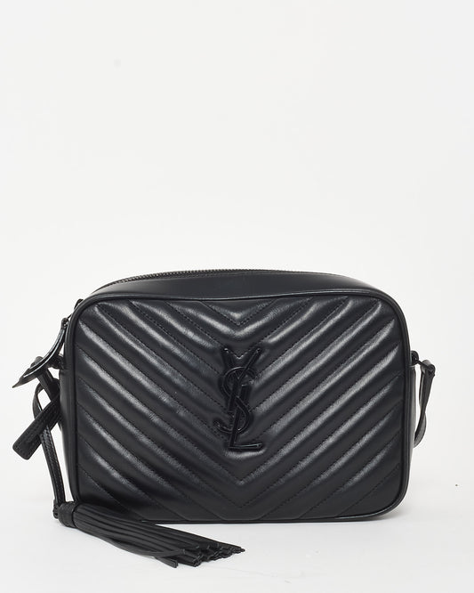 Saint Laurent Black Chevron Leather 
Black Hardware Lou Camera Bag