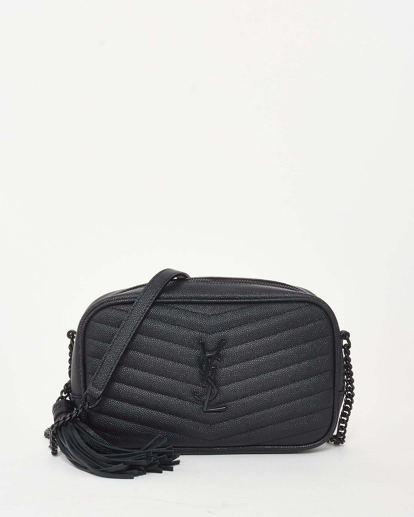 Saint Laurent Black Grain De Poudre Mini Lou Crossbody Bag