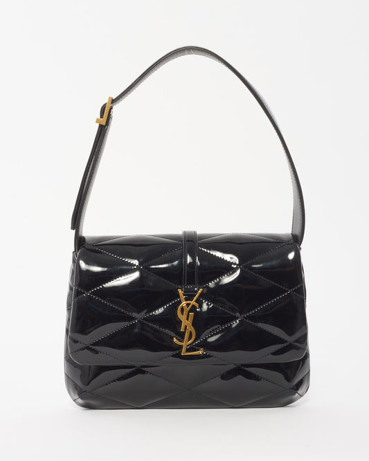 Saint Laurent Black Patent Leather Quilted 57 Shoulder Bag