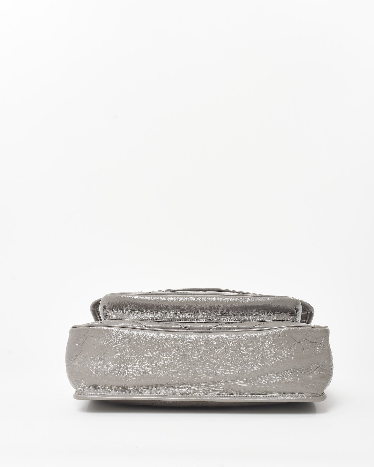 Saint Laurent Grey Crinkled Leather Medium Niki Shoulder Bag