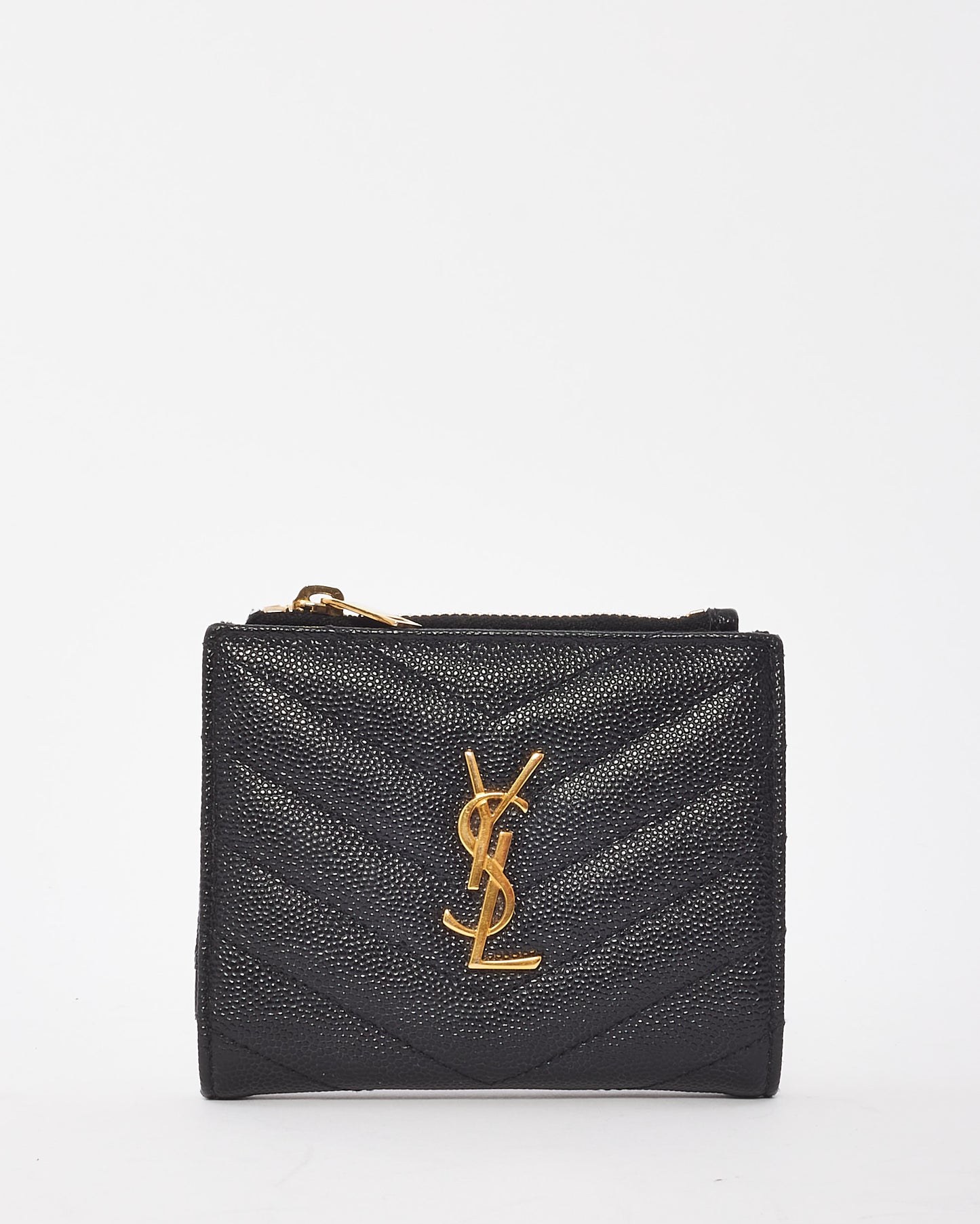 Saint Laurent Black Matelasse Cassandre Bi-Fold Wallet