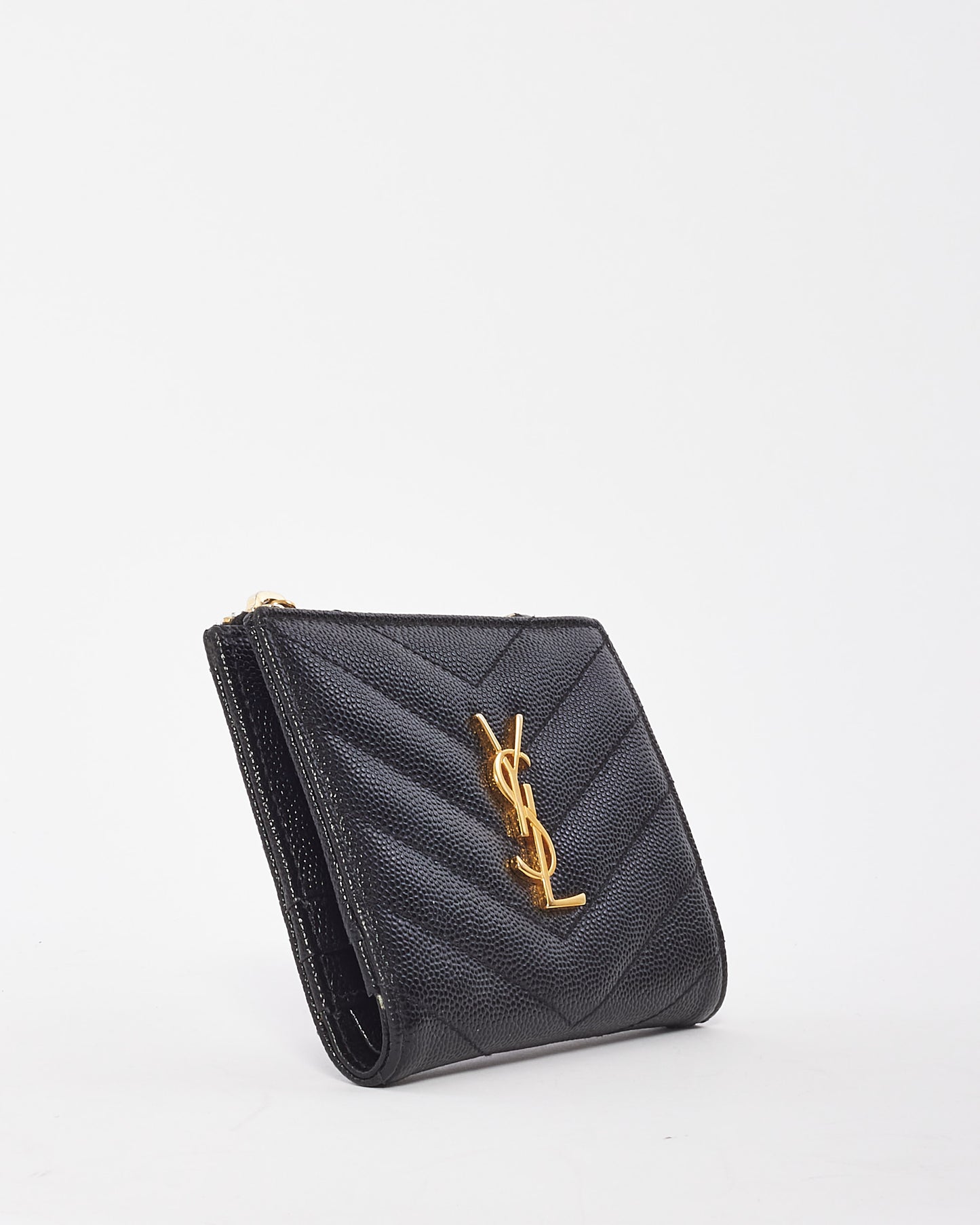 Saint Laurent Black Matelasse Cassandre Bi-Fold Wallet