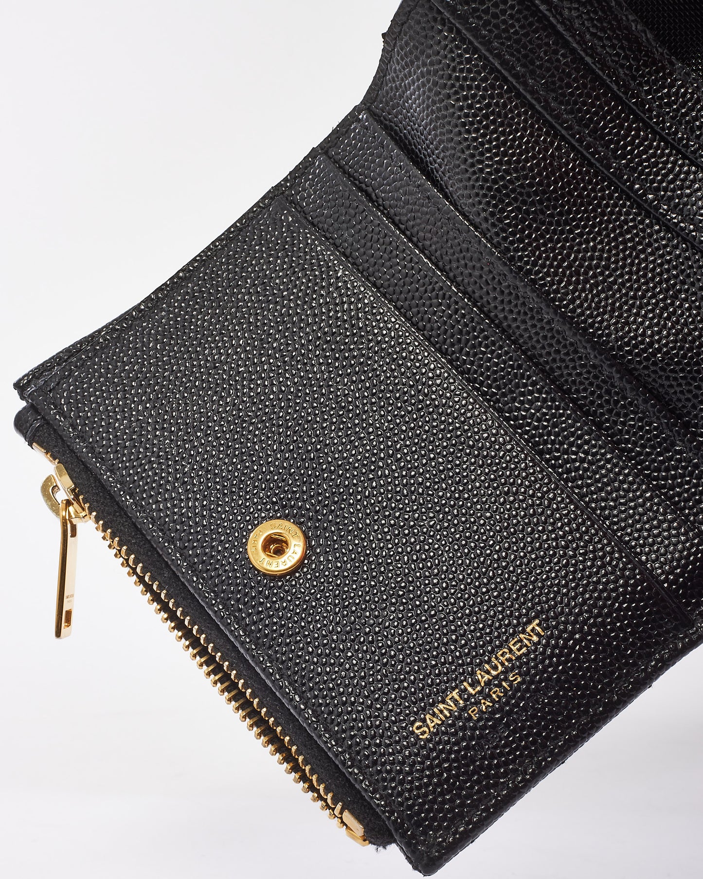 Saint Laurent Black Matelasse Cassandre Bi-Fold Wallet