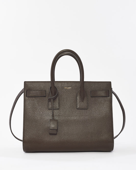 Saint Laurent Grey Grained Leather Small Sac Du Jour