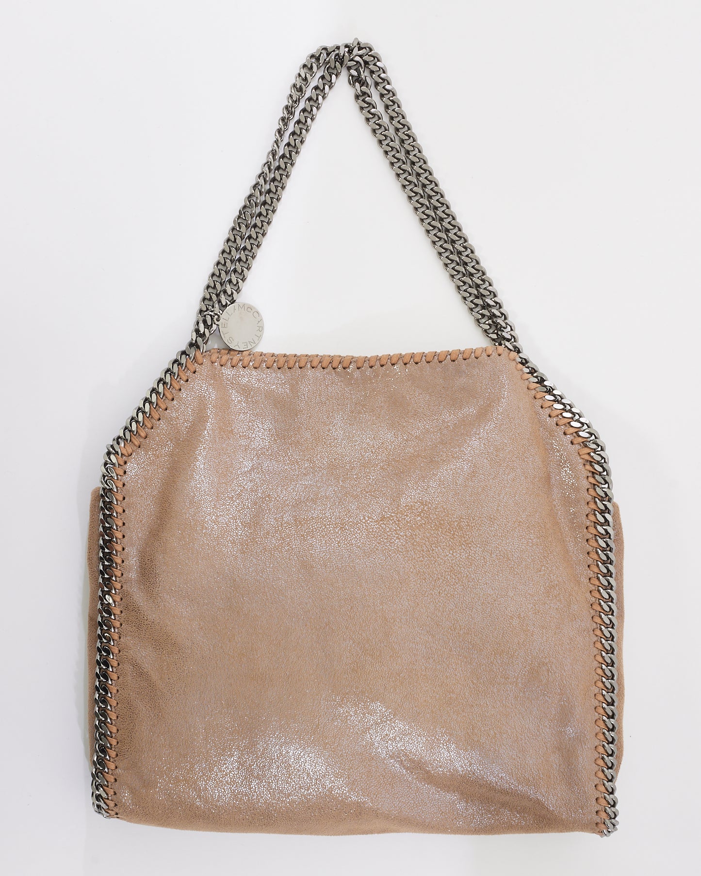 Stella McCartney Beige Vegan Leather Falabella Fold Over Shoulder Bag