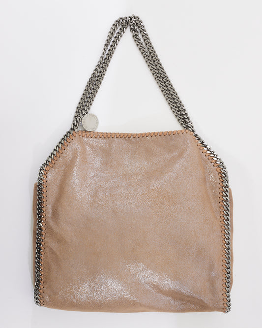 Stella McCartney Beige Vegan Leather Falabella Fold Over Shoulder Bag