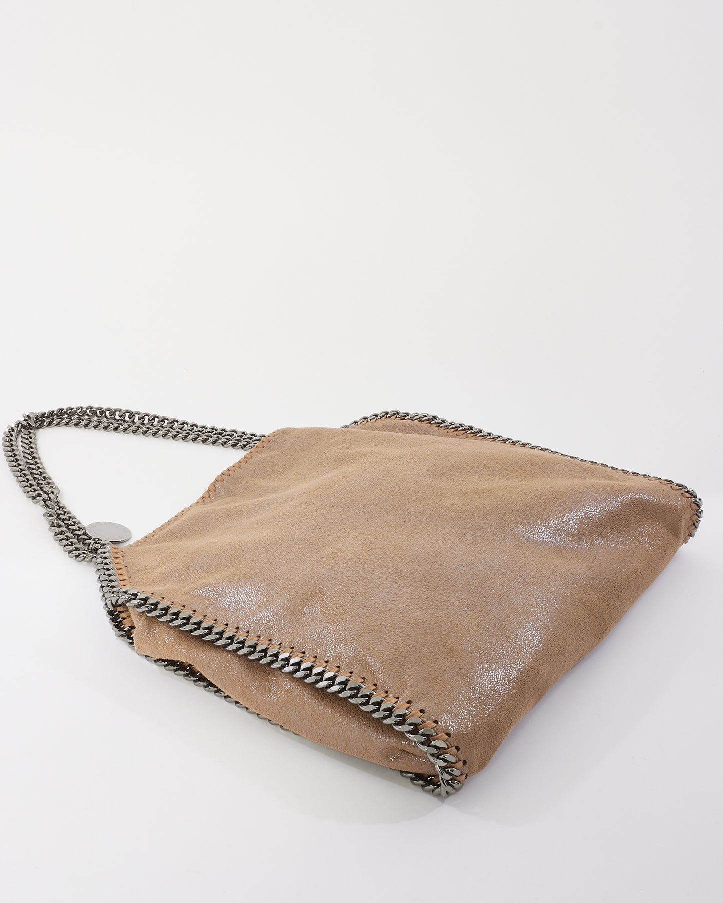 Stella McCartney Beige Vegan Leather Falabella Fold Over Shoulder Bag