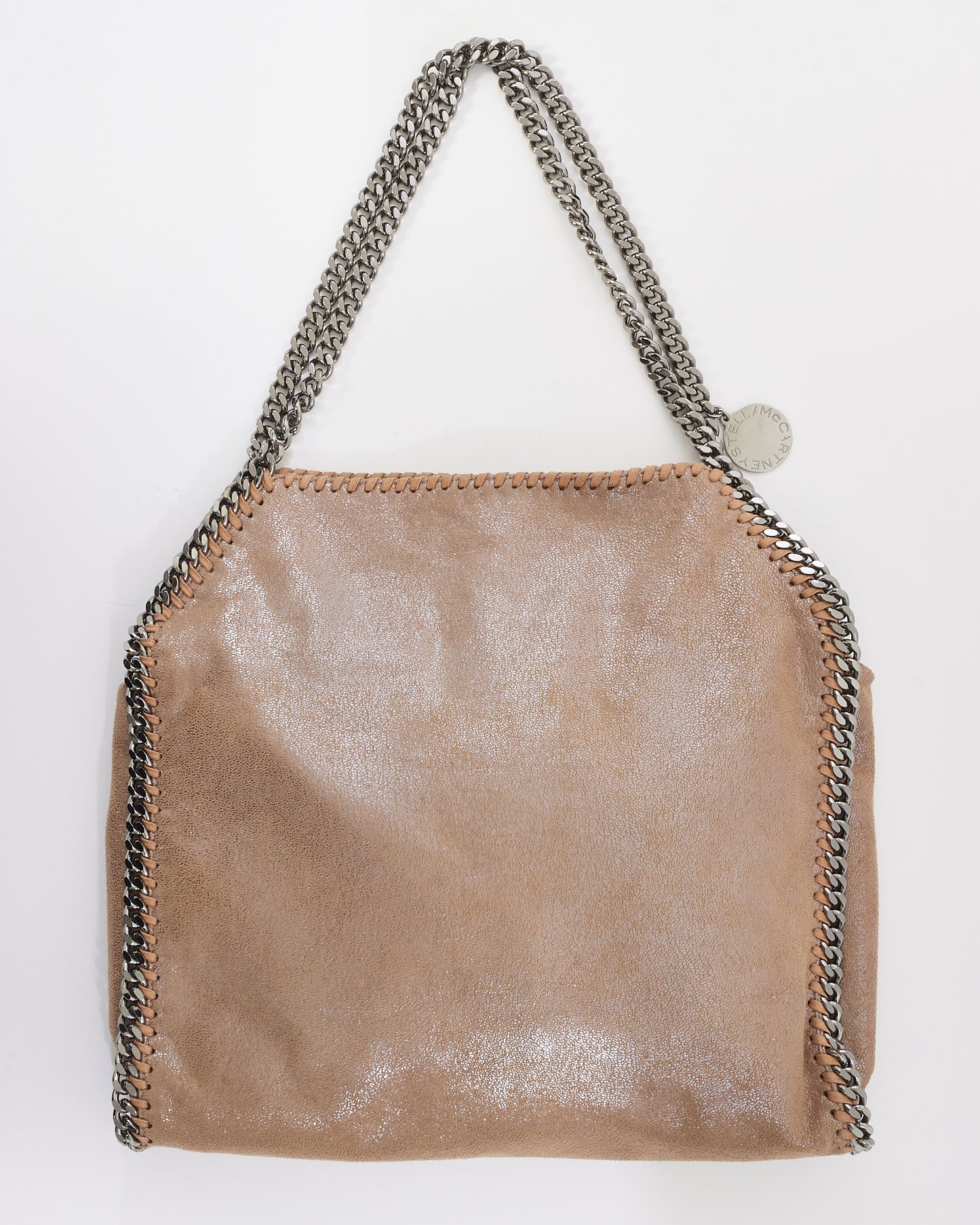 Stella McCartney Beige Vegan Leather Falabella Fold Over Shoulder Bag