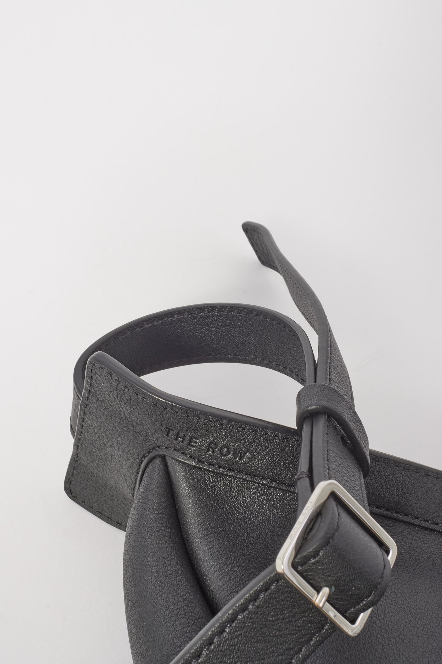 The Row Black Leather Small Banana Bag