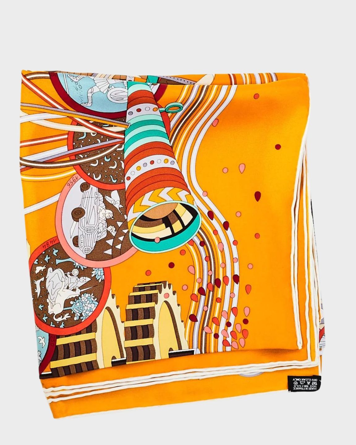 Hermès Orange Le Laboratoire Du Temps Silk Scarf